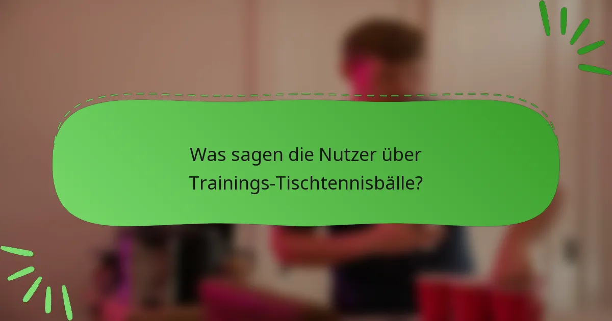 Was sagen die Nutzer über Trainings-Tischtennisbälle?