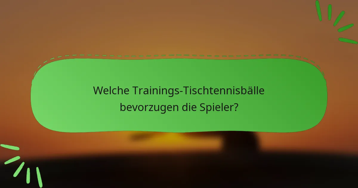 Welche Trainings-Tischtennisbälle bevorzugen die Spieler?