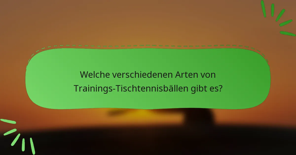 Welche verschiedenen Arten von Trainings-Tischtennisbällen gibt es?